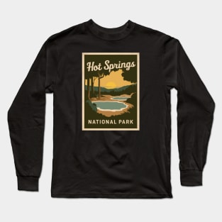 Hot Springs National Park Retro Vintage Travel Art Long Sleeve T-Shirt